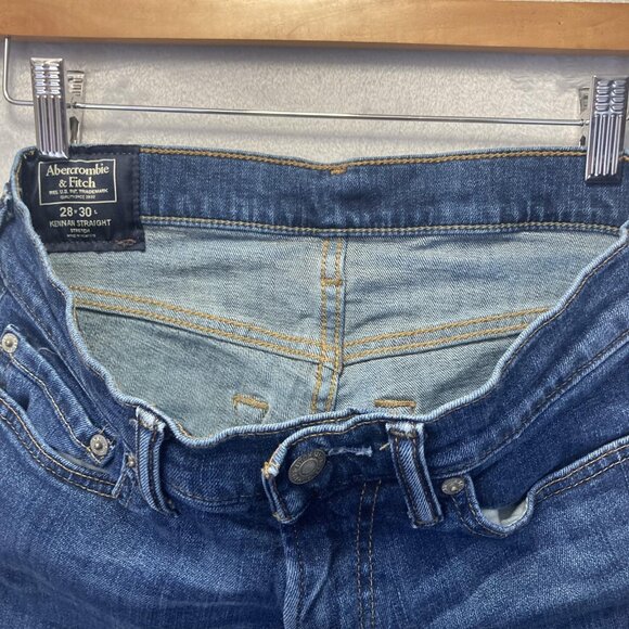 Abercrombie & Fitch Kennan Straight Jeans Mens 28x30 Dark Blue Stretch Denim - Picture 13 of 16